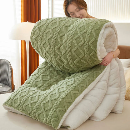 Thick Faux Lamb Fleece Weighted Comforter - Green