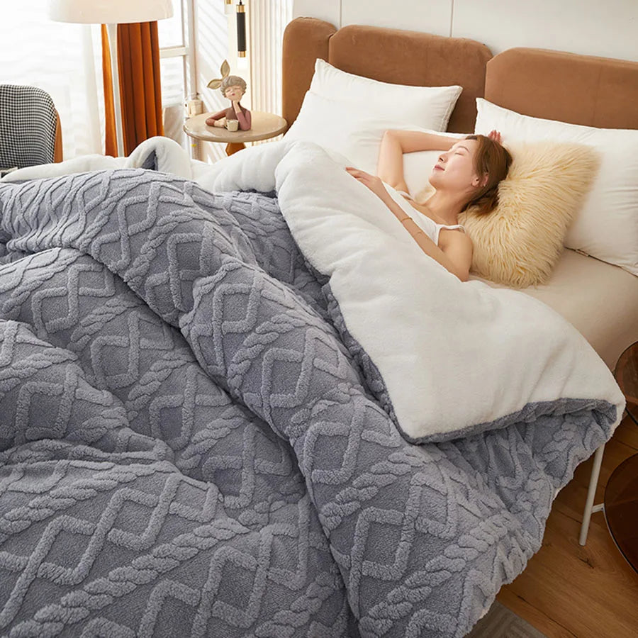Thick Faux Lamb Fleece Weighted Comforter