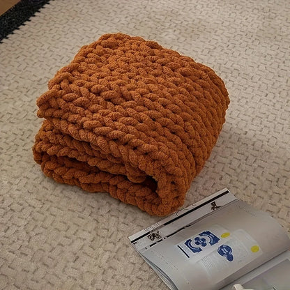 Chunky Knit Chenille Throw Blanket
