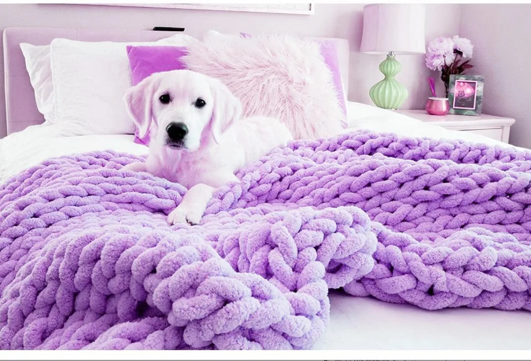Chunky Knit Chenille Throw Blanket