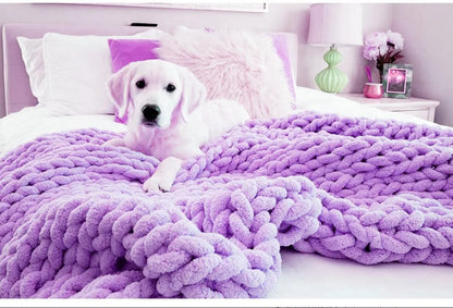 Chunky Knit Chenille Throw Blanket