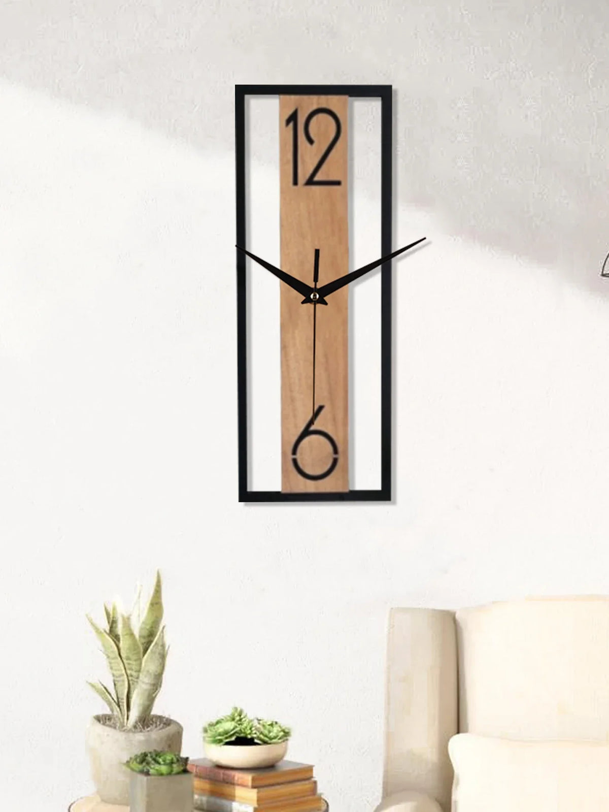 Modern Rectangular Wood Grain Wall Clock