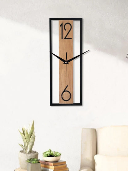 Modern Rectangular Wood Grain Wall Clock