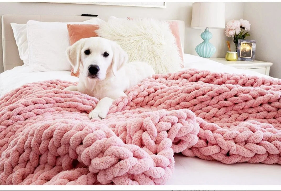 Chunky Knit Chenille Throw Blanket