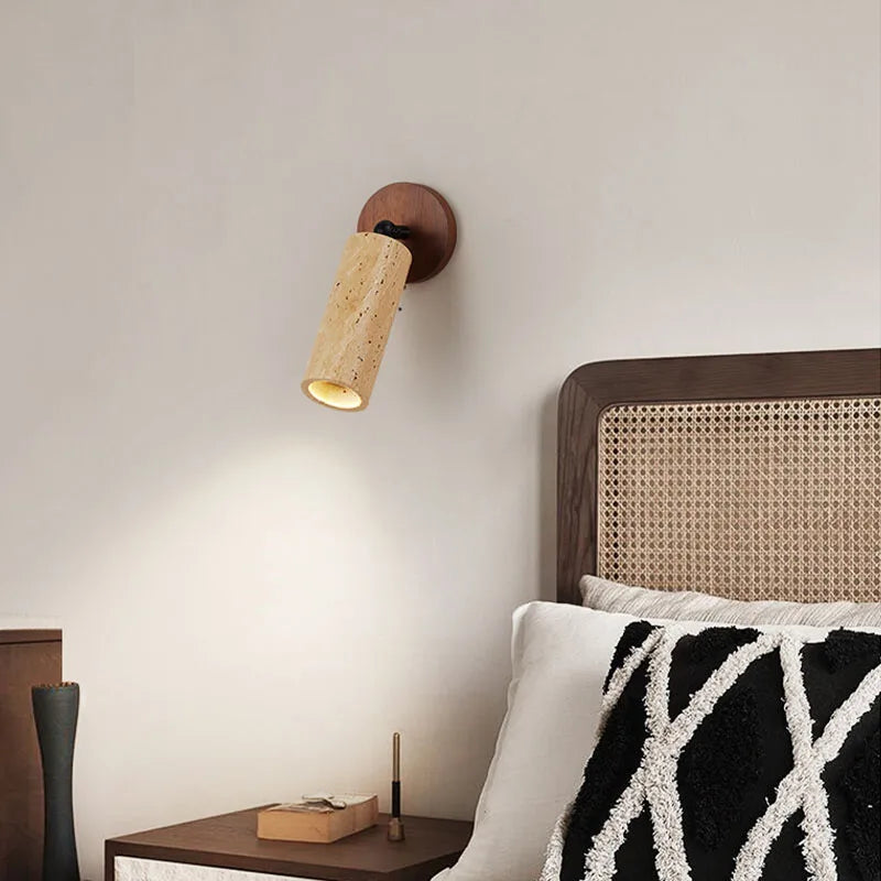 Huangdong Travertine & Wood Wall Lamp