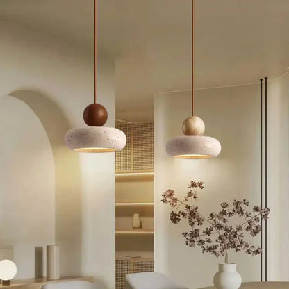 Natural Stone & Wood Minimalist Pendant