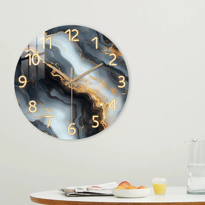 Blue and Gold Marble Wall Clock