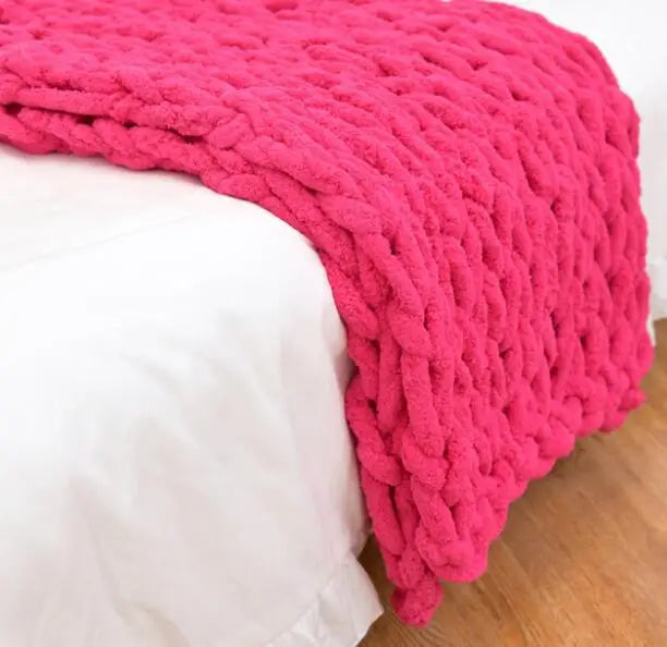 Chunky Knit Chenille Throw Blanket