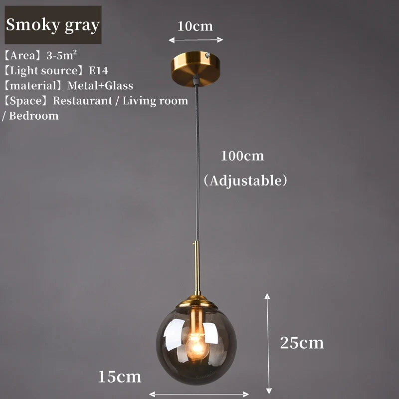 Nordic Tinted Glass Globe Pendant Light