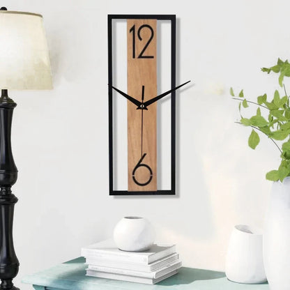 Modern Rectangular Wood Grain Wall Clock