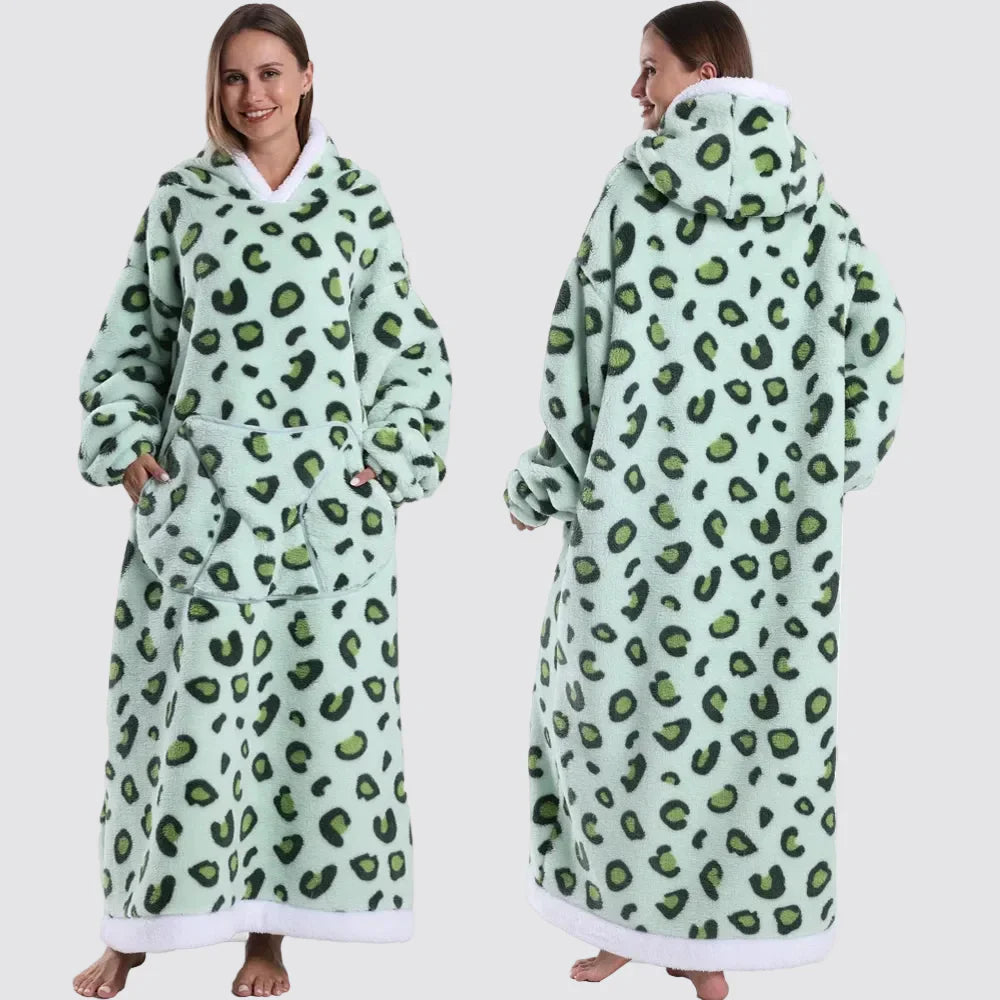 Oversized Wearable Blanket Hoodie, Giant Fleece Hooded Blanket for Adults, 31 Prints, Short and Long, Loungewear