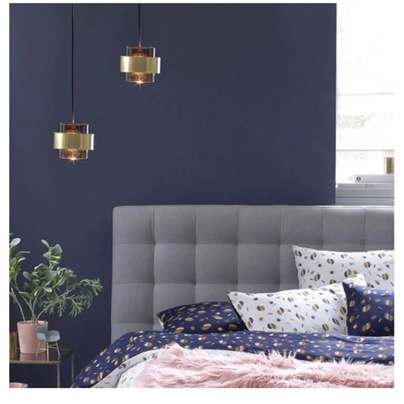 Nordic Brass Cylinder Glass Pendant Light
