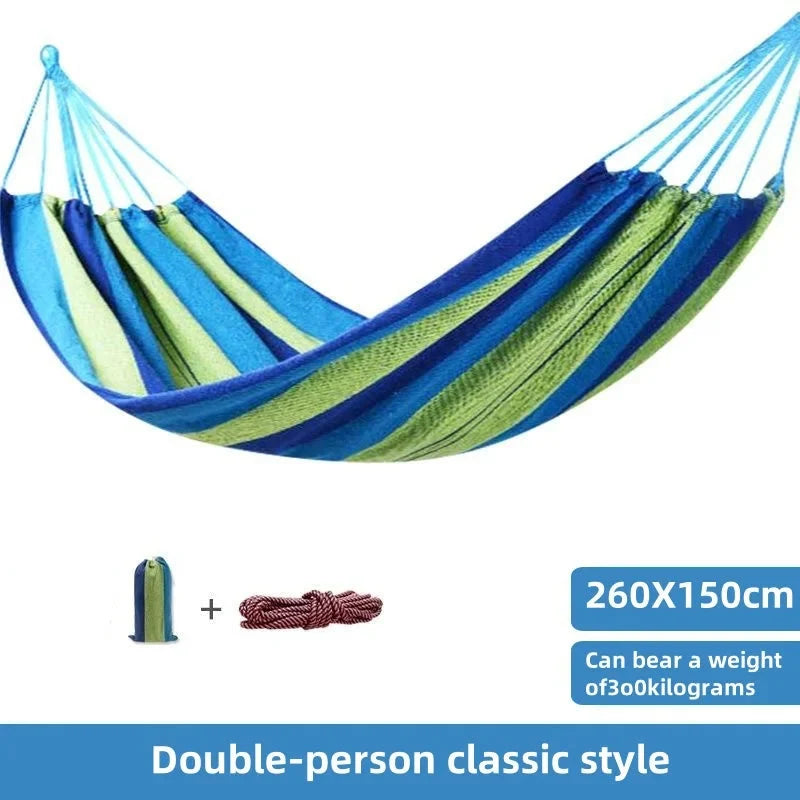Striped Canvas Double Camping Hammock