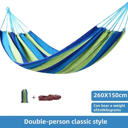 Striped Canvas Double Camping Hammock