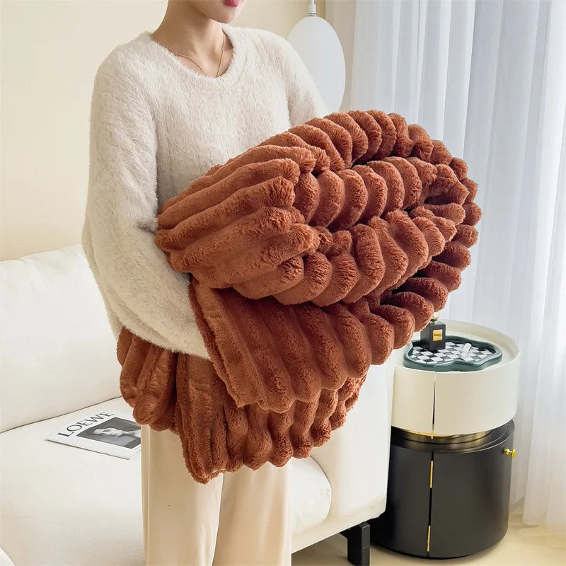Luxury Faux Rabbit Fur Throw Blanket