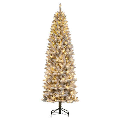 Pre-Lit Snow Flocked Slim Pencil Christmas Tree