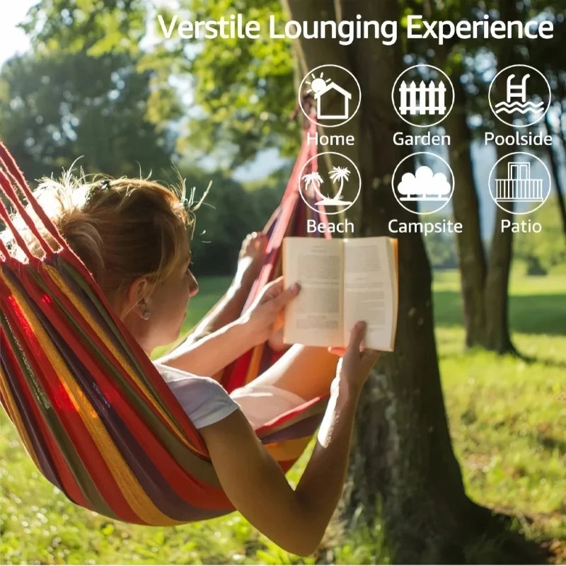 Striped Canvas Double Camping Hammock
