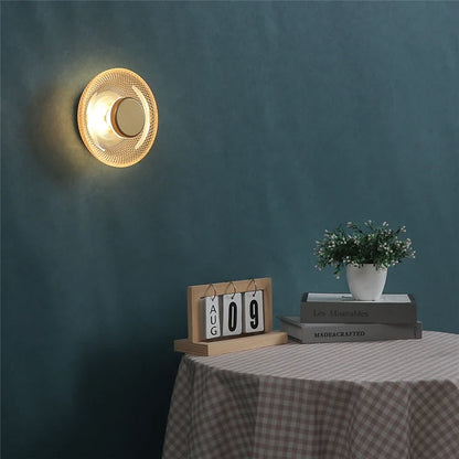 Colored Textured Glass LED Disc Wall Lamp
