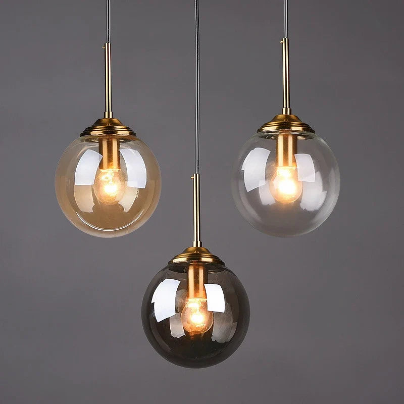 Nordic Tinted Glass Globe Pendant Light