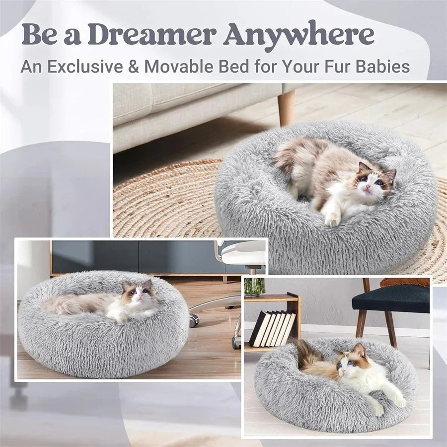 Plush Donut Calming Pet Bed