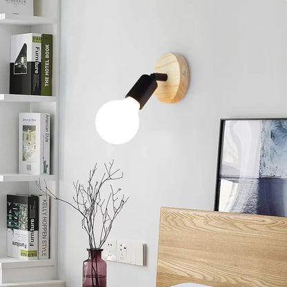 Vintage Adjustable Wood & Metal Wall Sconce