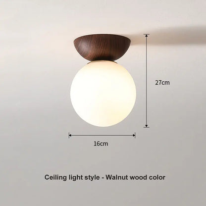 Nordic Glass Ball & Wood Ceiling Light