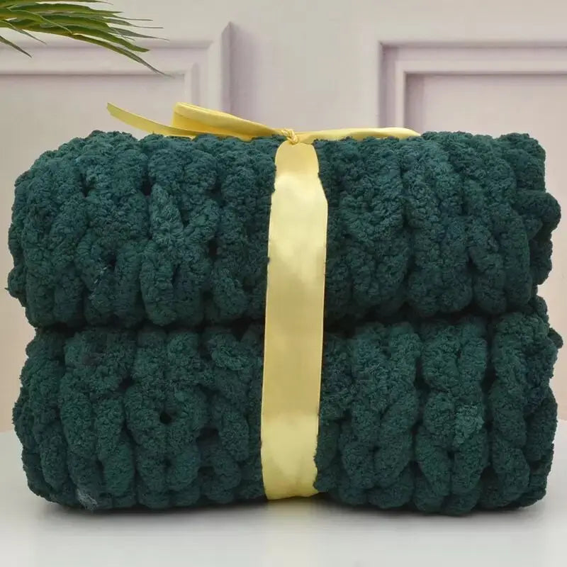 Chunky Knit Chenille Throw Blanket