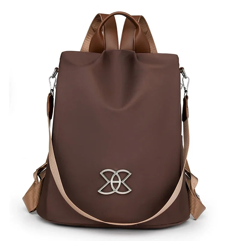 Coffee anti-theft backpack with leather-look straps