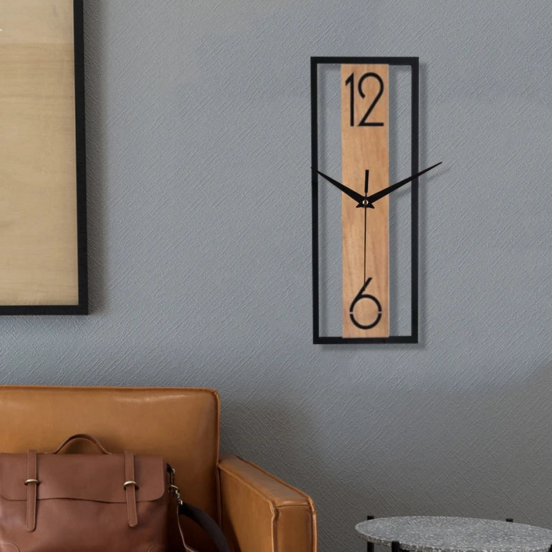 Modern Rectangular Wood Grain Wall Clock