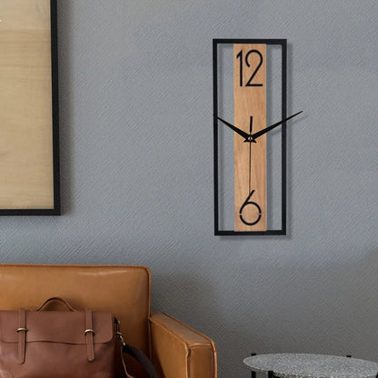 Modern Rectangular Wood Grain Wall Clock