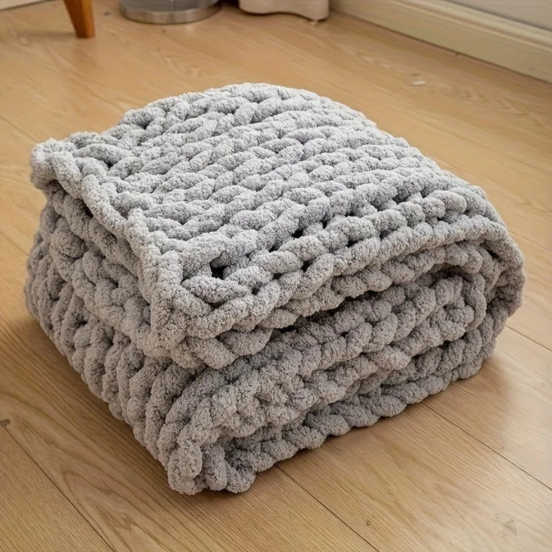 Chunky Knit Chenille Throw Blanket