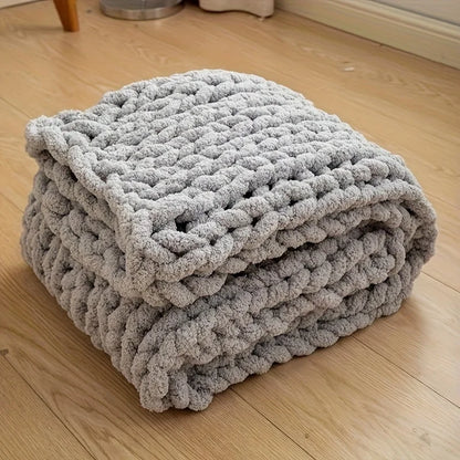 Chunky Knit Chenille Throw Blanket
