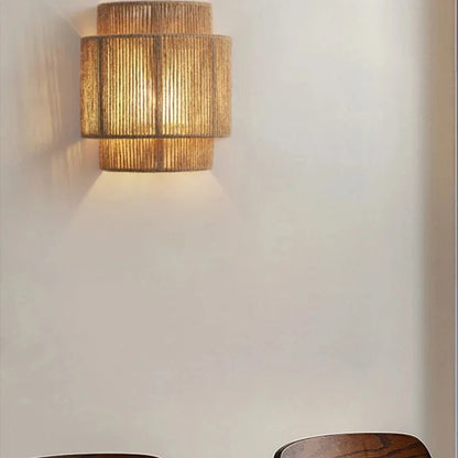 RattanGlow Handwoven Wall Lamp