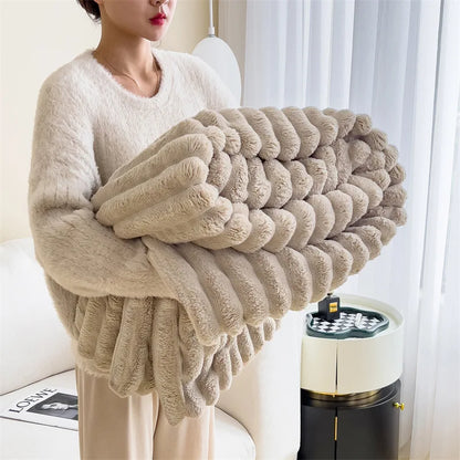 Luxury Faux Rabbit Fur Throw Blanket