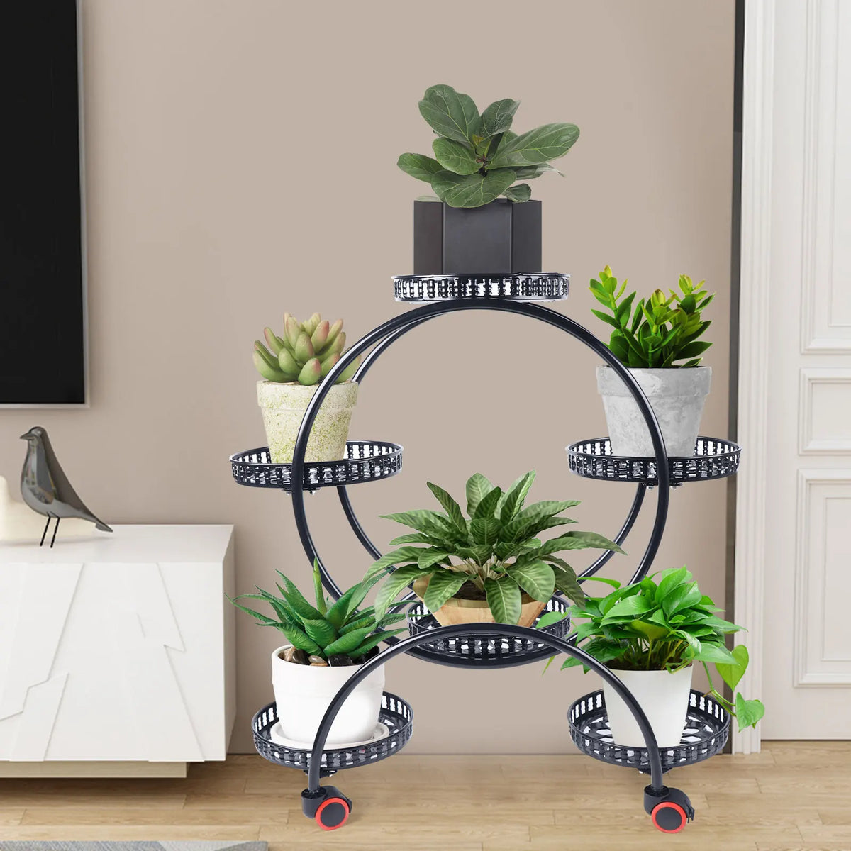 6-Tier Rolling Metal Plant Stand