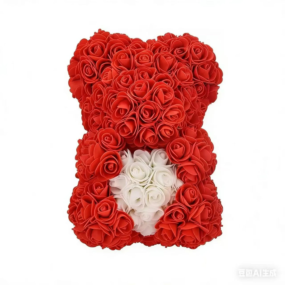 Red with White Heart foam rose bear