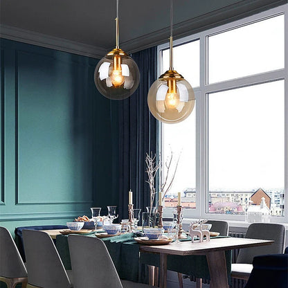 Nordic Tinted Glass Globe Pendant Light