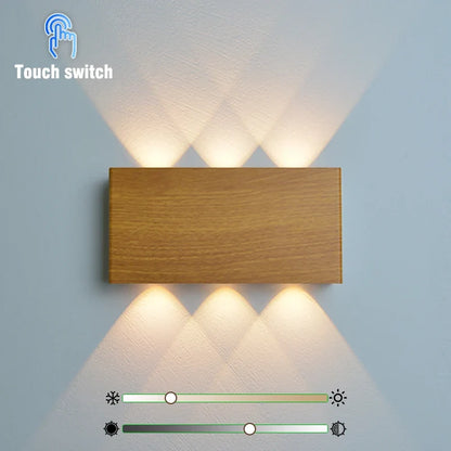LumiBlock Rechargeable Wood-Grain Wall Lamp