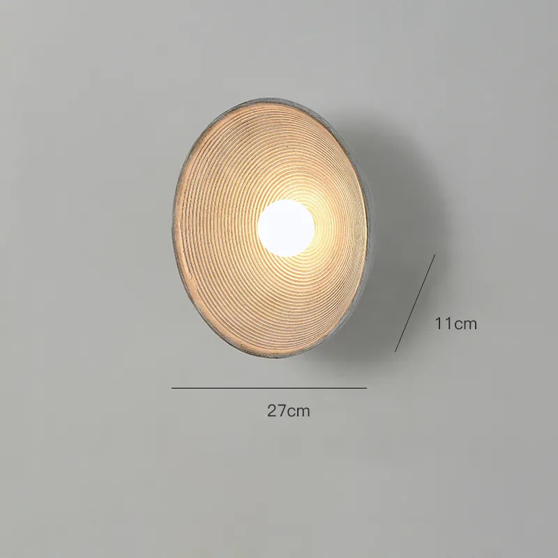 Rustic Round Wall Sconce with Wood-Grain Finish