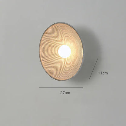 Rustic Round Wall Sconce with Wood-Grain Finish