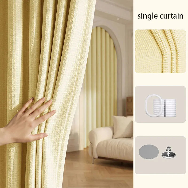 Waffle Weave Fabric Shower Curtain - Yellow