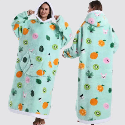 Oversized Wearable Blanket Hoodie, Giant Fleece Hooded Blanket for Adults, 31 Prints, Short and Long, Loungewear