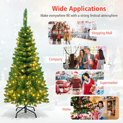 Pre-Lit Pencil Christmas Tree with Warm White LED Lights