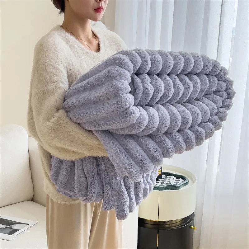 Luxury Faux Rabbit Fur Throw Blanket
