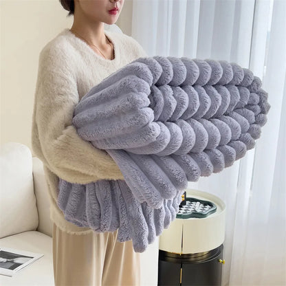 Luxury Faux Rabbit Fur Throw Blanket