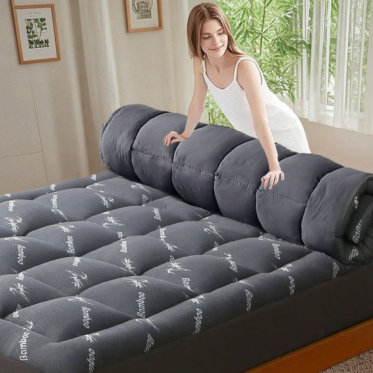 Bamboo Fiber Cooling Mattress Topper
