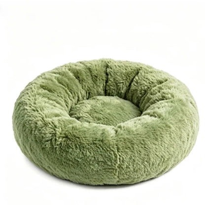 Green plush donut pet bed