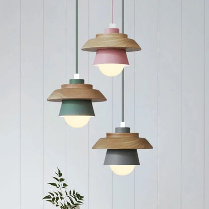 Nordic Wood & Macaron Pendant Light