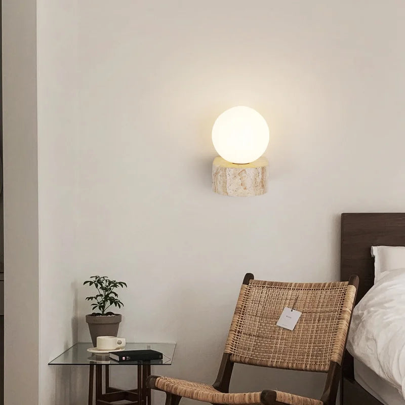 Travertine Japanese-Style LED Wall Sconce