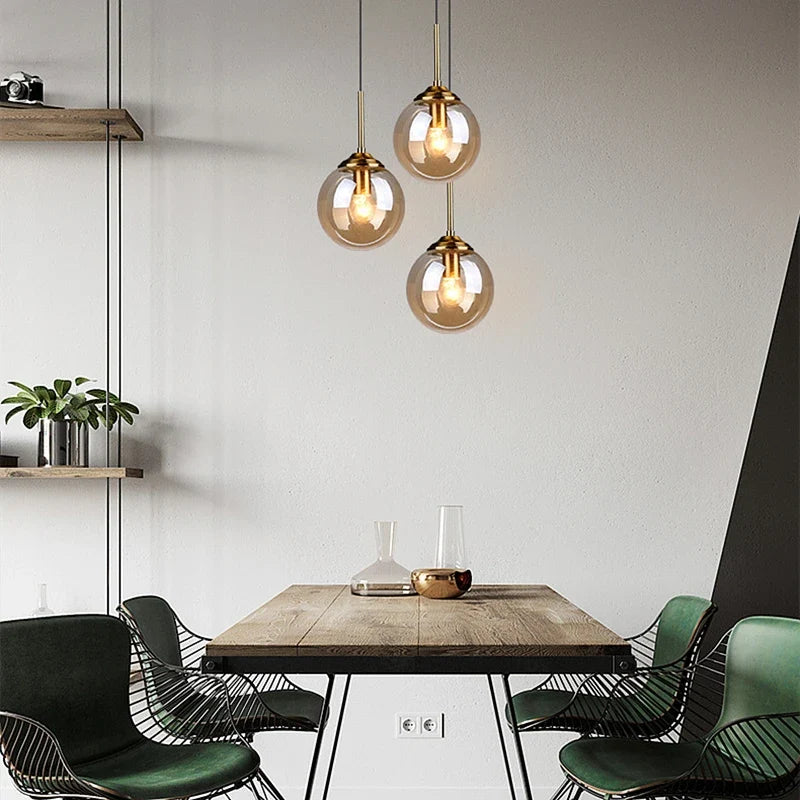 Nordic Tinted Glass Globe Pendant Light